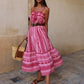 Baruni | kleid im boho-stil mit korsett, verziert mit netzstoff und blumenmuster