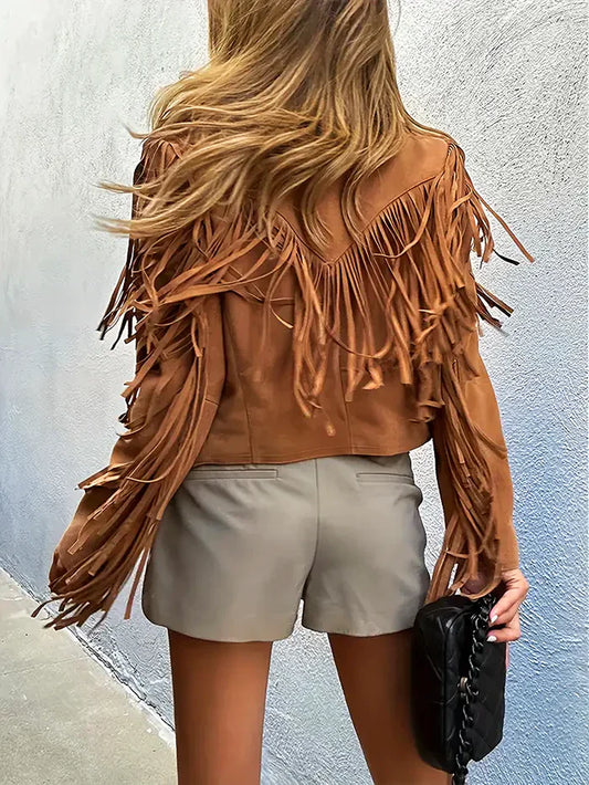 Tania - damen lederjacke mit fransen