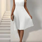 Weiß elegante ärmellose Kleid mit Rundhalsausschnitt