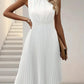 Weiß elegante ärmellose Kleid mit Rundhalsausschnitt