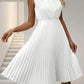 Weiß elegante ärmellose Kleid mit Rundhalsausschnitt