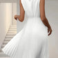 Weiß elegante ärmellose Kleid mit Rundhalsausschnitt
