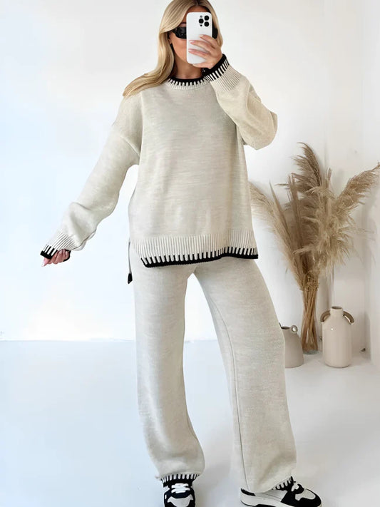 Ingrid - elegantes, warmes, locker gestricktes zweiteiliges set für frauen