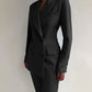 Schwarz Blazer und Hose Set für Damen