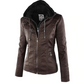 Braune Lederjacke mit Kapuze für Damen