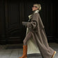 Langer Wollmantel – Braun – Oversize – Trenchcoat aus Wolle – Wintermäntel und -jacken für Damen-Leyna Moda