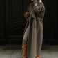 Langer Wollmantel – Braun – Oversize – Trenchcoat aus Wolle – Wintermäntel und -jacken für Damen-Leyna Moda