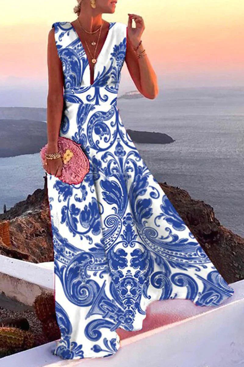 Blau und Weiß Sommerkleid für Damen