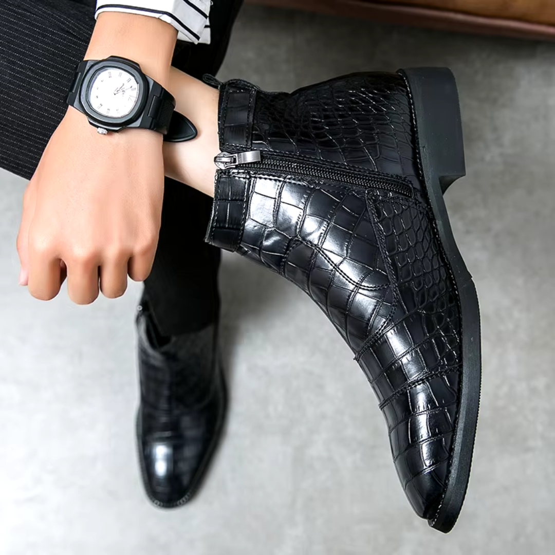 Elegante chelsea-stiefel aus leder für herren