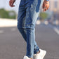 Tiefes Himmelblau Zerrissene Jeans für Herren