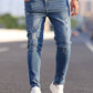 Tiefes Himmelblau Zerrissene Jeans für Herren