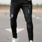 Schwarz Zerrissene Jeans für Herren