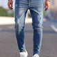 Tiefes Himmelblau Zerrissene Jeans für Herren
