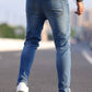 Tiefes Himmelblau Zerrissene Jeans für Herren
