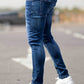 Marineblau Zerrissene Jeans für Herren