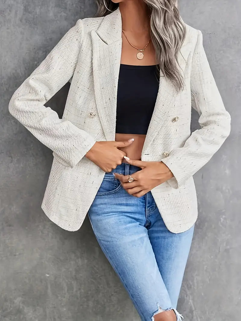 Beige Tweed Blazer für Damen