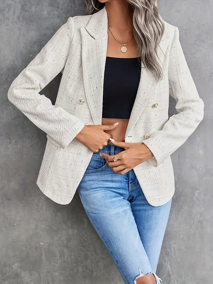 Beige Tweed Blazer für Damen