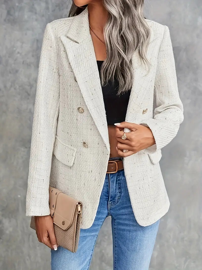 Beige Tweed Blazer für Damen