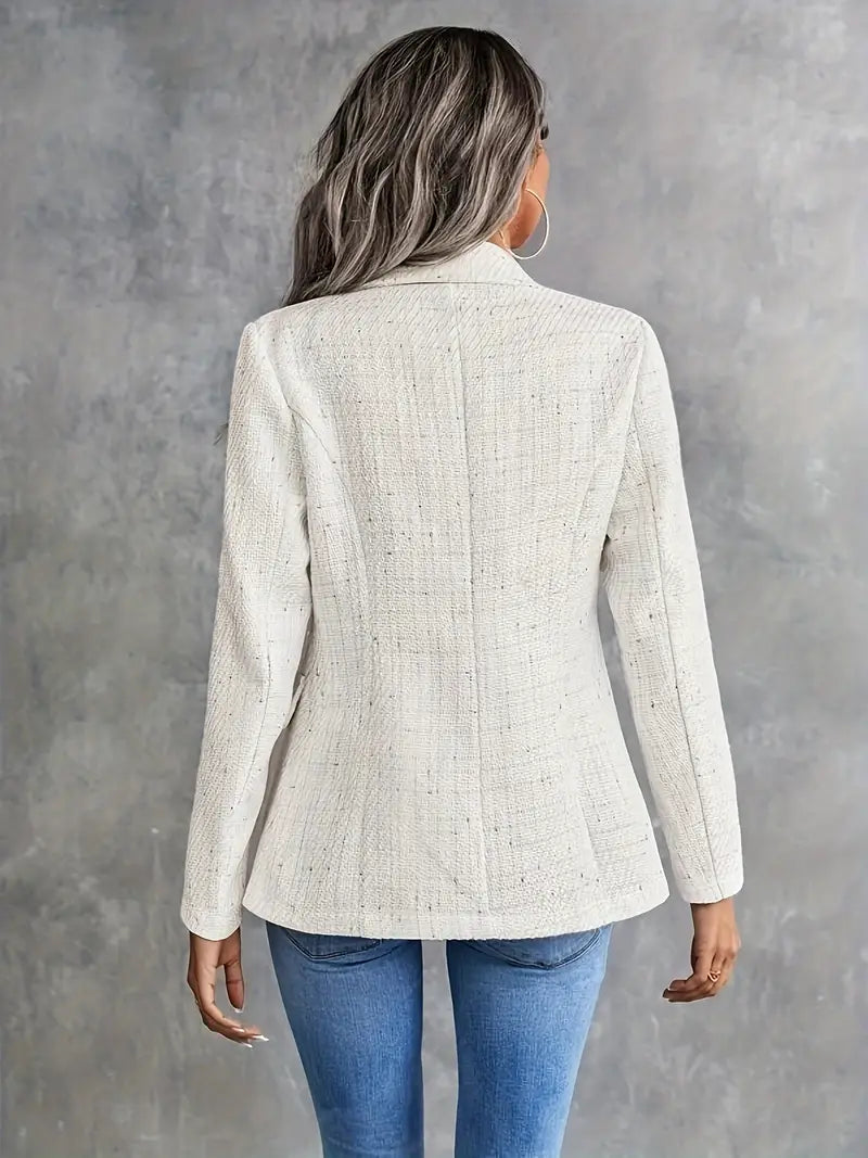 Rückseite Beige Tweed Blazer für Damen