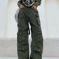 Samira - retro cargo-hose mit vielen taschen und weitem bein