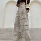 Samira - retro cargo-hose mit vielen taschen und weitem bein