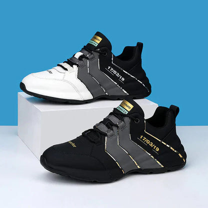 Sportschuhe aus hochwertigem stoff in schwarz und weiß für herren