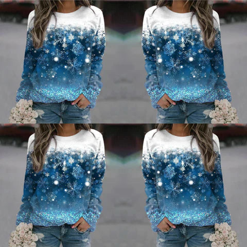 Eva – einzigartiger pullover mit schneeaufdruck