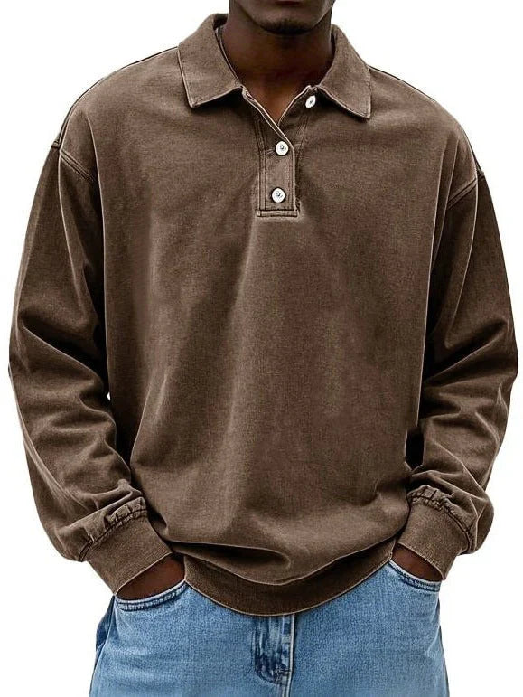 Lukas – polo shirt mit langen ärmeln und rippbündchen