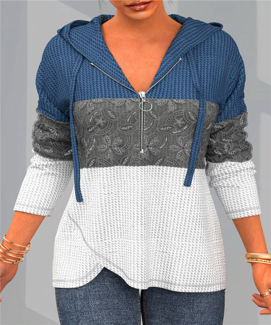 Amelia – kapuzenpullover mit viertelreibverschluss und langen armeln