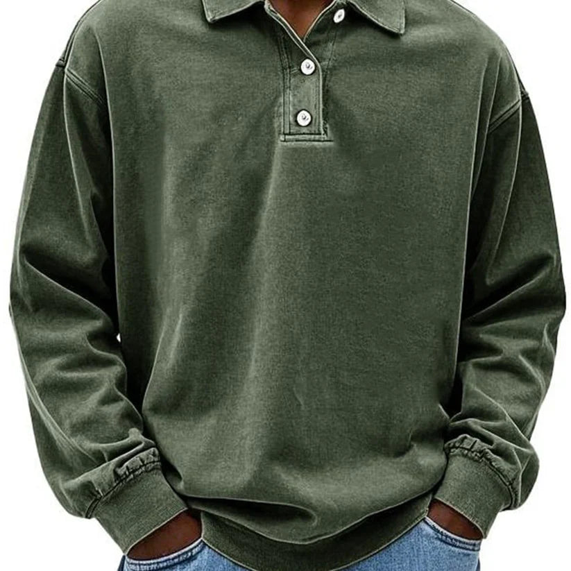 Lukas – polo shirt mit langen ärmeln und rippbündchen