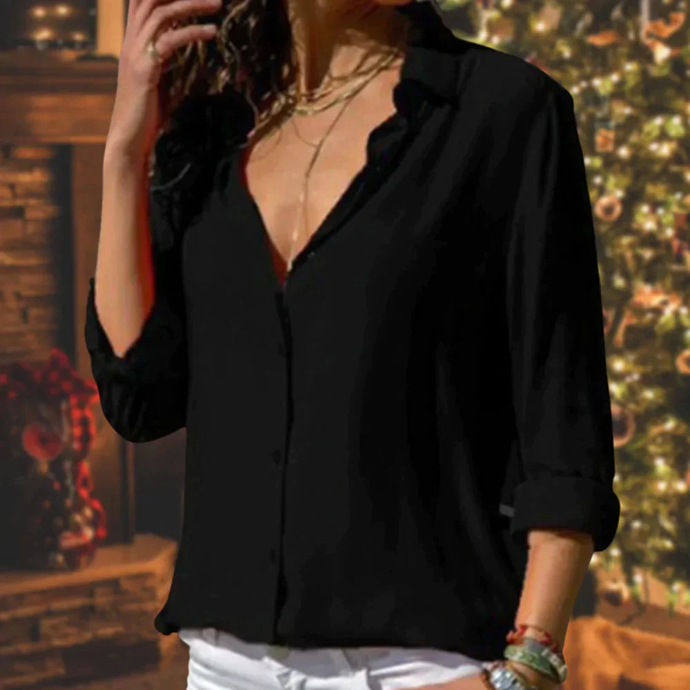 Schwarz Satinbluse für Damen