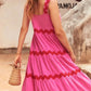 Weißes maxi-kleid mit blauen wellen - Anna