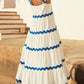 Weißes maxi-kleid mit blauen wellen - Anna