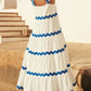 Weißes maxi-kleid mit blauen wellen - Anna