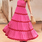 Weißes maxi-kleid mit blauen wellen - Anna