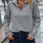 Pullover - Women's Gray Loose Fit Half Pullover mit Reißverschluss-Leyna Moda