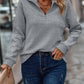 Pullover - Women's Gray Loose Fit Half Pullover mit Reißverschluss-Leyna Moda