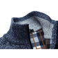 Kragen Blau Strickpullover mit Zipper für Herren