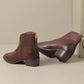 Elegante damenstiefelette aus leder mit blockabsatz