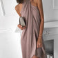 Elegantes drapiertes sommerkleid