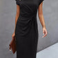 Schwarze Midi Kleid für Damen mit kurzen Ärmeln