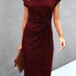 Rot Midi Kleid für Damen mit kurzen Ärmeln