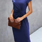 Blau Midi Kleid für Damen mit kurzen Ärmeln