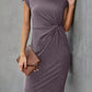 Grau Midi Kleid für Damen mit kurzen Ärmeln
