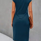 Blau Midi Kleid für Damen mit kurzen Ärmeln