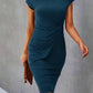 Blau Midi Kleid für Damen mit kurzen Ärmeln
