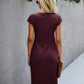 Rot Midi Kleid für Damen mit kurzen Ärmeln