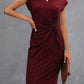 Rot Midi Kleid für Damen mit kurzen Ärmeln