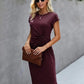 Rot Midi Kleid für Damen mit kurzen Ärmeln