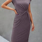 Grau Midi Kleid für Damen mit kurzen Ärmeln